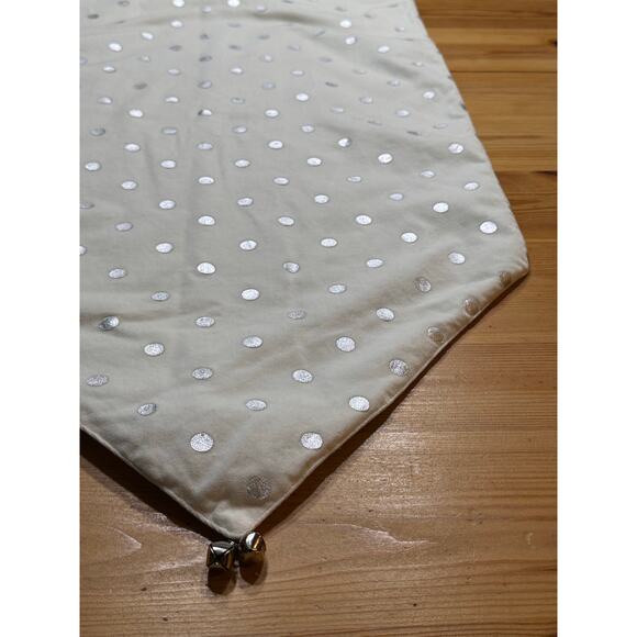 Pottery Barn Velvet Hoilday Table Runner with Silver polka dots and bells at end - Picture 11 of 13